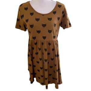 Riley + Cru Fox Print Short Sleeve Mini Dress S
